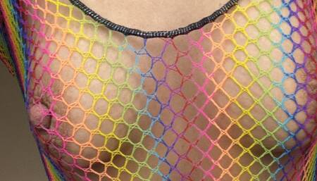 Sasha Bull Nipple Play in my Fishnet Dress
