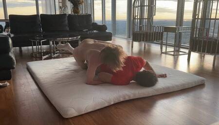 Hottest twinks dominate and punish muscular guy