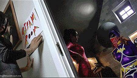 Scarlett, Mila & Courtney in: The All New Adventures of BatGirl: Duck-Cane’s Spirit-Channelled Steam Room Peril & the Combat Squad Pay the Fiddler! (The Complete Chronicles) (WMV)