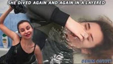 Alexa dived again and again in a layered denim outfit wetlook (FHD)