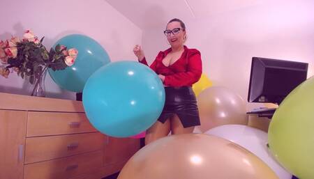 Episode 417 Angry step-mom pops 20 HUGE colorful BALLOONS using a NEEDLE, large inflated balloons