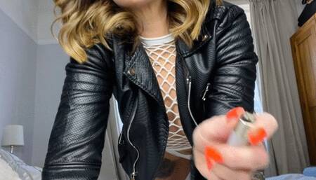 Sasha Bull Smoking in Leather and White Fishnet