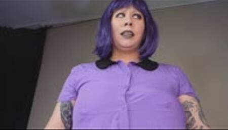 Goth Girl GROWTH! Curvy Gothic Witch with Purple Hair rapidly grows from Messed up Potion WMV 720 Dress destruction and Buttons Popping