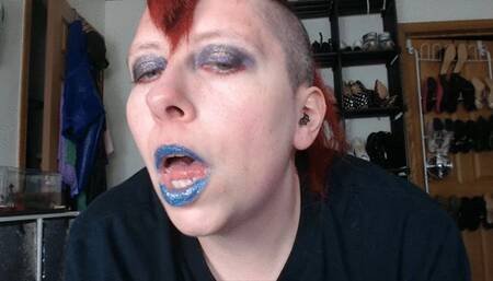 Sexy Long Wide Tongue with Blue Lips