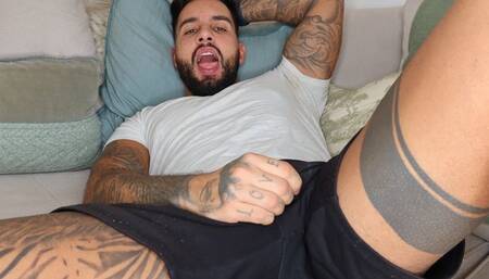 My mouth, as I masturbate (2 cameras) | Mouth fuck fetish POV - Lalo Cortez