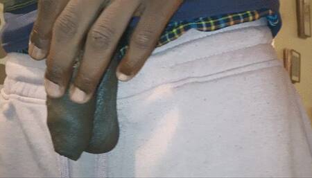 ChocolateMeatStick Oiling Up, Jerking, And Throwing His Cock Around