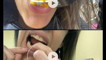 PUBLIC FOOD and flossing in a public toilet