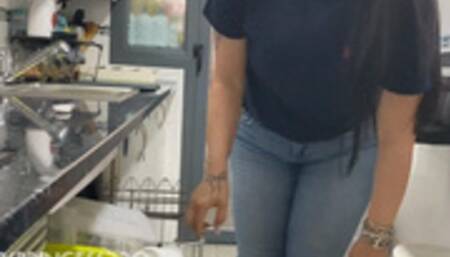 Fart shooting in the kitchen and garbage can