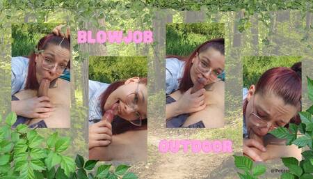 Outside blowjob with cum in mouth