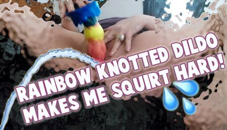 Watch my belly jiggle while I make myself squirt hard! Jiggle, big belly, BBW, MILF, masturbate, rainbow dildo, knotted dildo, squirt, orgasm, shaking, moaning, Candice Cougar, Candyxxkitty, 720