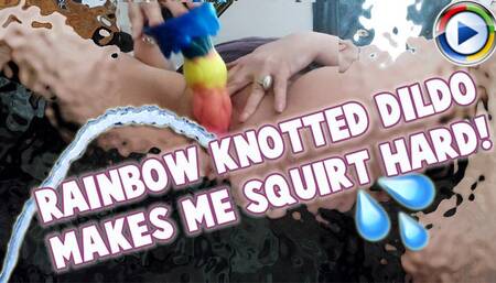 Watch my belly jiggle while I make myself squirt hard! Jiggle, big belly, BBW, MILF, masturbate, rainbow dildo, knotted dildo, squirt, orgasm, shaking, moaning, Candice Cougar, Candyxxkitty, wmv
