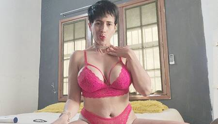 Milah Arches in red lingerie Footgagging her personal slave