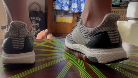 Shoejob with white adidas ultra boost