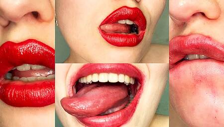 Long Tongue Licks Lipstick