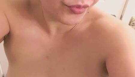 Asian Girl Hiccups In Bathroom