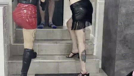 2 Dommes pull slave from the street POV 2