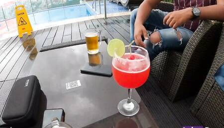 Redheaded Columbian chick is riding stranger's hard schlong on the couch