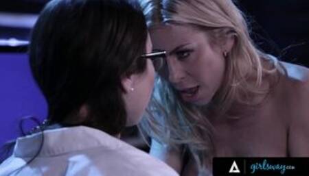 GIRLSWAY - Nerdy Scientist Gets Hard Fucked By Her Stacked Sex Addict Droid Alexis Fawx