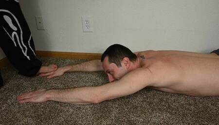 Dylan tramples my head, arms, and hands (720)