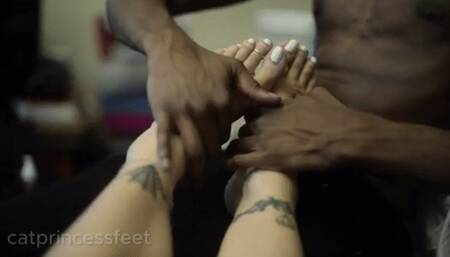 Massage my feet, footboy! I tease him till he takes his pants off