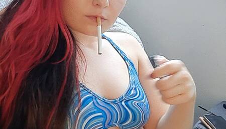 Smoking in a bikini *