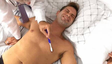 Creepy Doctor's Covid Tickling Test in Bondage - Nicky Rebel - Richard Lennox - Manpuppy - WMV 720