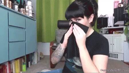 * 854x480p * 7 Day Nose Blowing & Sneezing On Black Handkerchief ,Day 6 -MOV