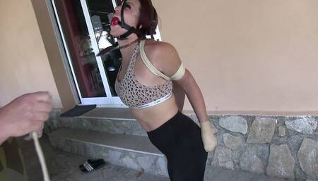 Sarah Brooke - First Time ever Bondage Walk Training in a Public Olive Field - Part 1 mov SD