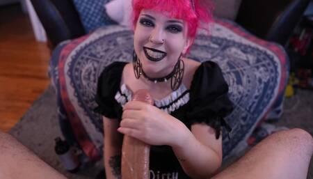goth maid femdom handjob