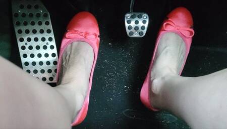 Coral Satin Flats On Pedals