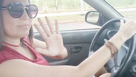 Katherine sexy pedal pumping on red sandals