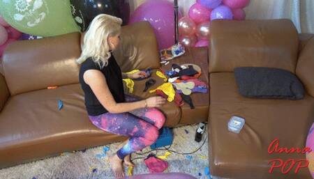 Anna with her new galaxy leggings under a balloon arch - Part Two 4K