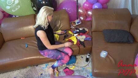 Anna with her new galaxy leggings under a balloon arch - Part Two HD