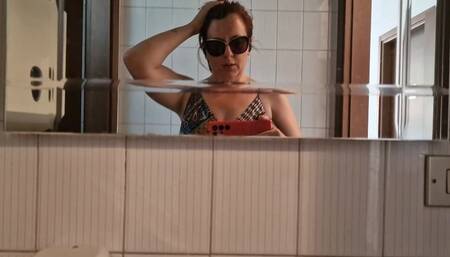 Farts in the bar wearing very low cut dress 1080MP4