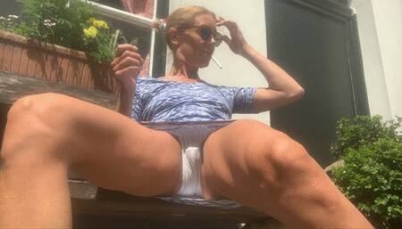 Smoke with panties in the sun
