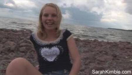 Sweet Sarah kimble show pussy closeup at beach POV