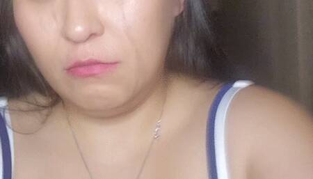 Pretty girl smokes and cries