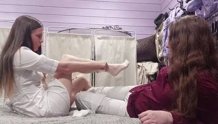 Footjob and handjob from two nurses (small4phone)