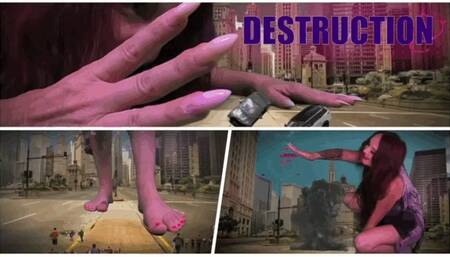 Destruction- a angry giantess clip with special effects- feet- POV- macrophilia- size play- transformation fantasy clip with Buddahs Playground