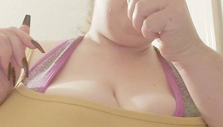 Nicki Pie smoking and playing with her big tits