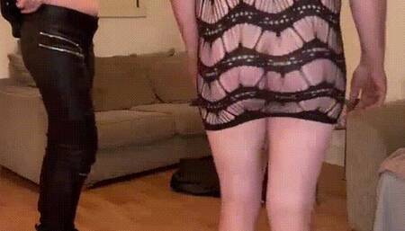 Bound Sissy cleans trainers