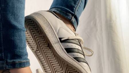 A Cockcrushing Dream in Adidas Superstars - CBT and Shoejob with huge cumplosion under sneakers - side - HD