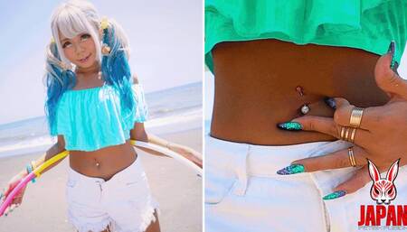 Belly Button Hoop; Intimate Exploration of Riona Maruyama, the Tanned Beauty
