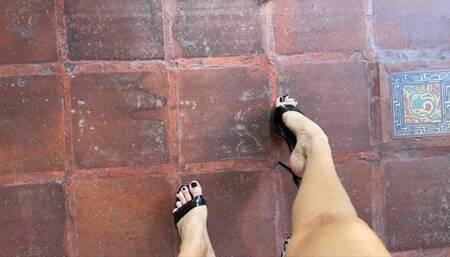 Katherine POV Leg show and dangling on diabolic sandals