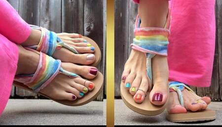 Skittle Toes (Rainbow Sandals + Sparkle Heels)
