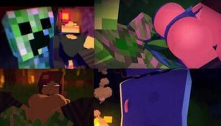 Creeper fuck a human girl for the first time . Minecraft porn animation