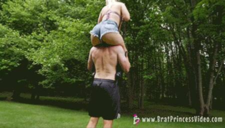 Kat - Bratty Big Butt Blonde Shoulder Rides Loser