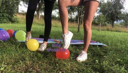 balloon burst with shoes