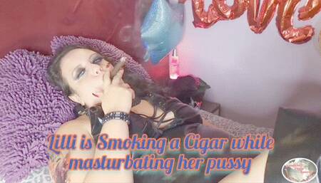 Lilli is Smoking a Cigar while Masturbating her Pussy - SFL109