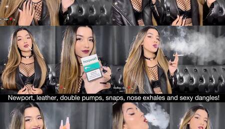 Newport, leather, double pumps, snaps, nose exhales and sexy dangles!